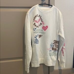 Lonely Ghost girl gang white graphic crew neck sweatshirt size XS